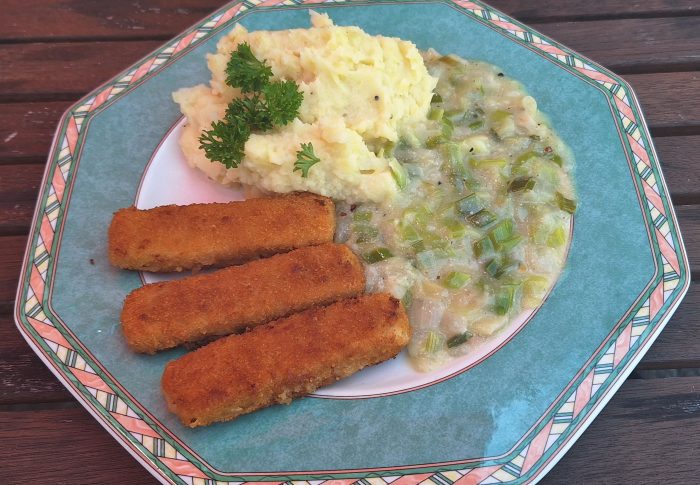 Lauchgemüse mit Kartoffelpüree Vegan