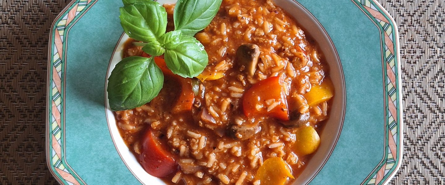 Reis Paprika VHack Topf Vegan