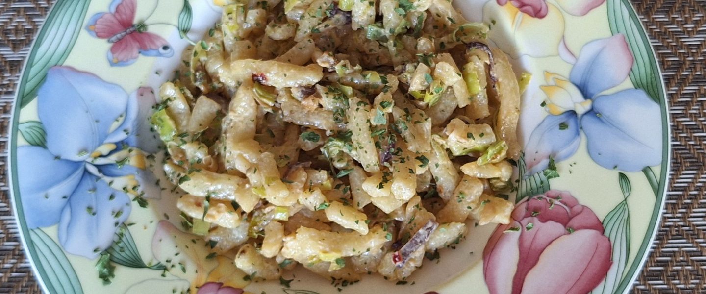 Spätzle Lauch Pfanne Vegan