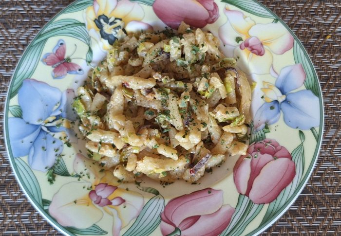 Spätzle Lauch Pfanne Vegan